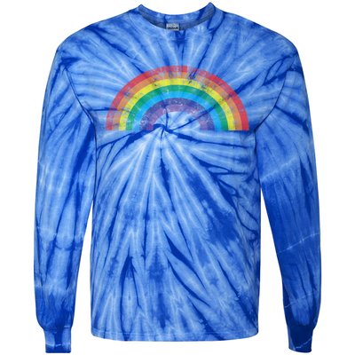 Rainbow Vintage Retro 70s 80s Style Gift Gift Tie-Dye Long Sleeve Shirt