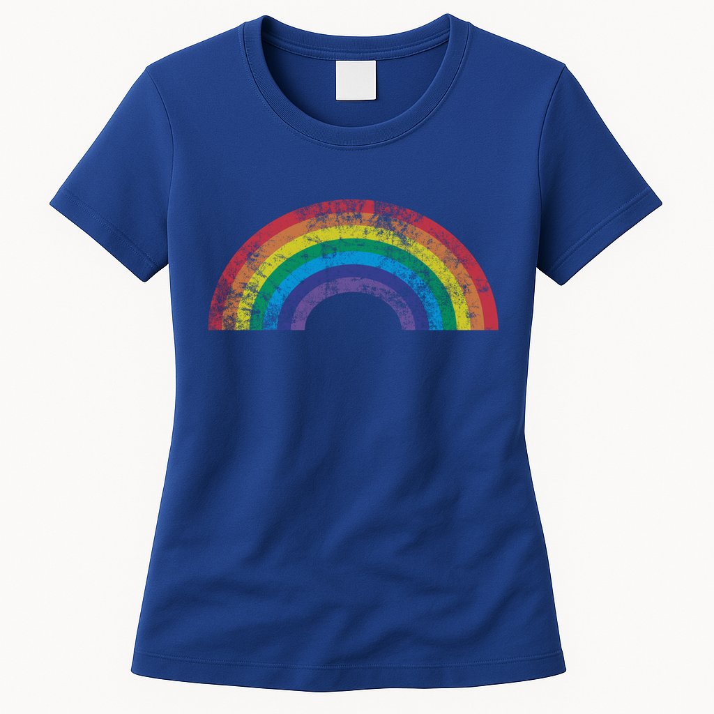 Rainbow Vintage Retro 70s 80s Style Gift Gift Womens T-Shirt