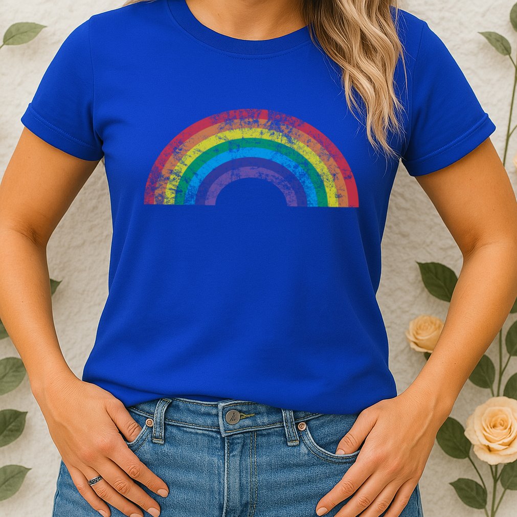 Rainbow Vintage Retro 70s 80s Style Gift Gift Womens T-Shirt