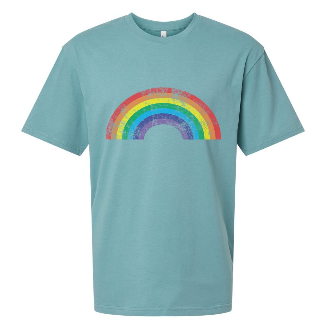 Rainbow Vintage Retro 70s 80s Style Gift Gift Sueded Cloud Jersey T-Shirt