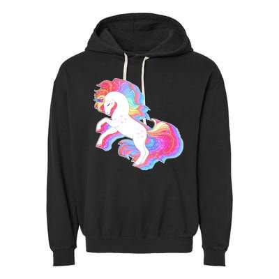 Retro Vintage Rainbow Unicorn Garment-Dyed Fleece Hoodie