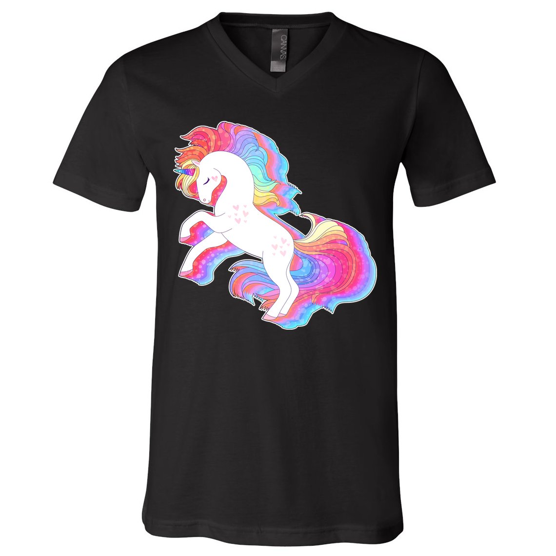 Retro Vintage Rainbow Unicorn V-Neck T-Shirt