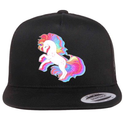 Retro Vintage Rainbow Unicorn Flatbill Hat