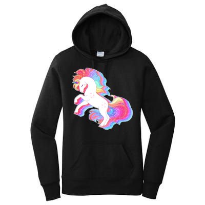 Retro Vintage Rainbow Unicorn Women's Pullover Hoodie
