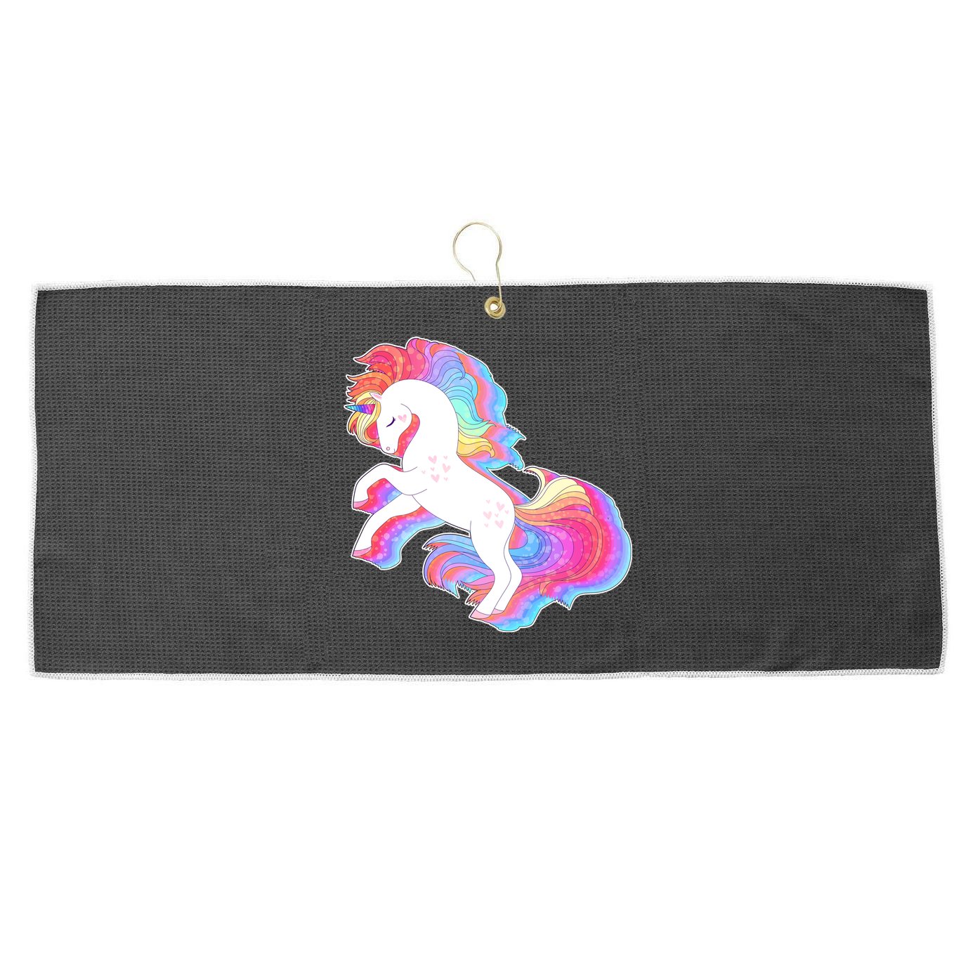 Retro Vintage Rainbow Unicorn Large Microfiber Waffle Golf Towel