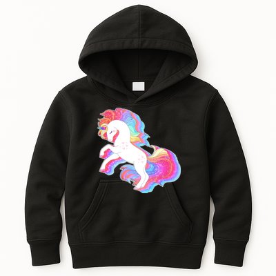 Retro Vintage Rainbow Unicorn Kids Hoodie
