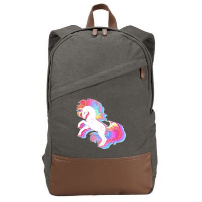 Retro Vintage Rainbow Unicorn Cotton Canvas Backpack