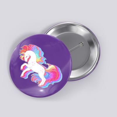 Retro Vintage Rainbow Unicorn Button