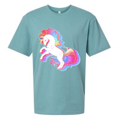 Retro Vintage Rainbow Unicorn Sueded Cloud Jersey T-Shirt