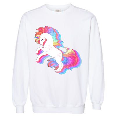 Retro Vintage Rainbow Unicorn Garment-Dyed Sweatshirt