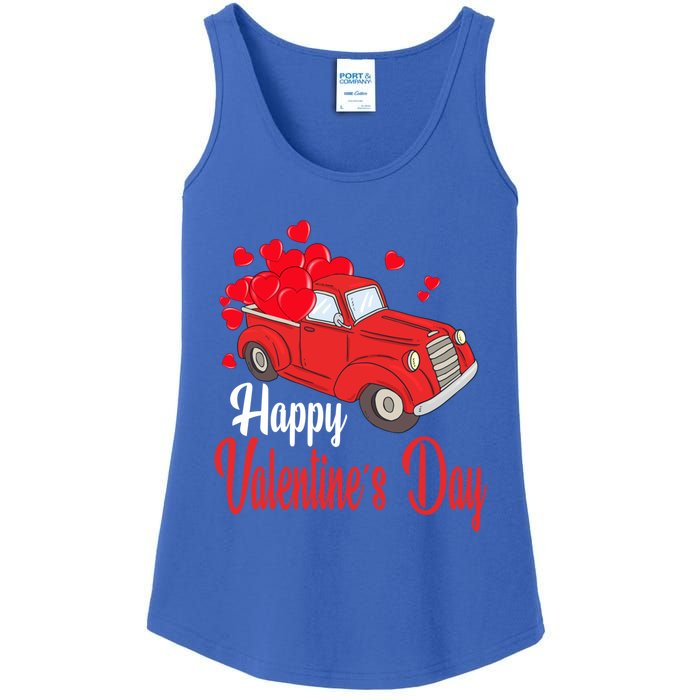 Retro Vintage Red Truck Carrying Hearts Happy Valentines Day Funny Gift Ladies Essential Tank