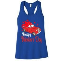 Retro Vintage Red Truck Carrying Hearts Happy Valentines Day Funny Gift Women's Racerback Tank