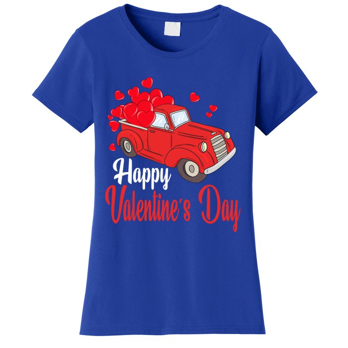 Retro Vintage Red Truck Carrying Hearts Happy Valentines Day Funny Gift Women's T-Shirt