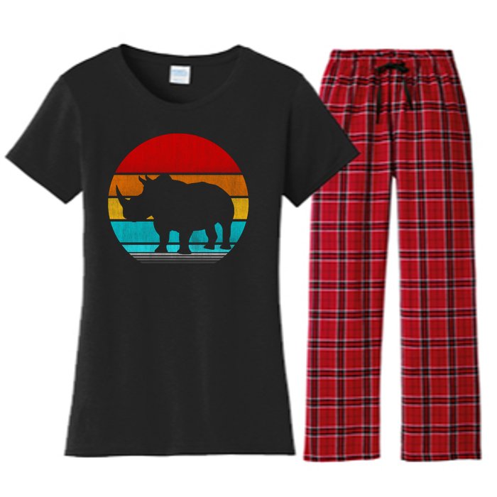 Retro Vintage Rhino Women's Flannel Pajama Set