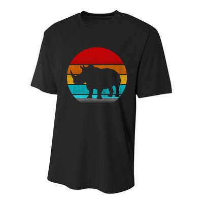 Retro Vintage Rhino Youth Performance Sprint T-Shirt