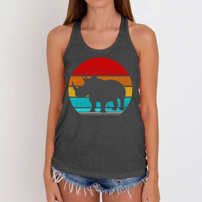 Retro Vintage Rhino Women's Knotted Racerback Tank