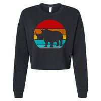 Retro Vintage Rhino Cropped Pullover Crew