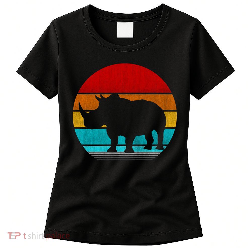 Retro Vintage Rhino Womens T-Shirt