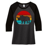 Retro Vintage Rhino Women's Tri-Blend 3/4-Sleeve Raglan Shirt