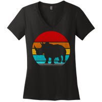 Retro Vintage Rhino Women's V-Neck T-Shirt