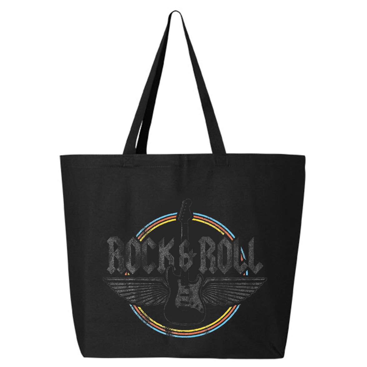 Retro Vintage Rock & Roll Guitar Wings Music Concert Band 25L Jumbo Tote