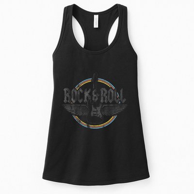 Retro Vintage Rock & Roll Guitar Wings Music Concert Band Womens Tank Top