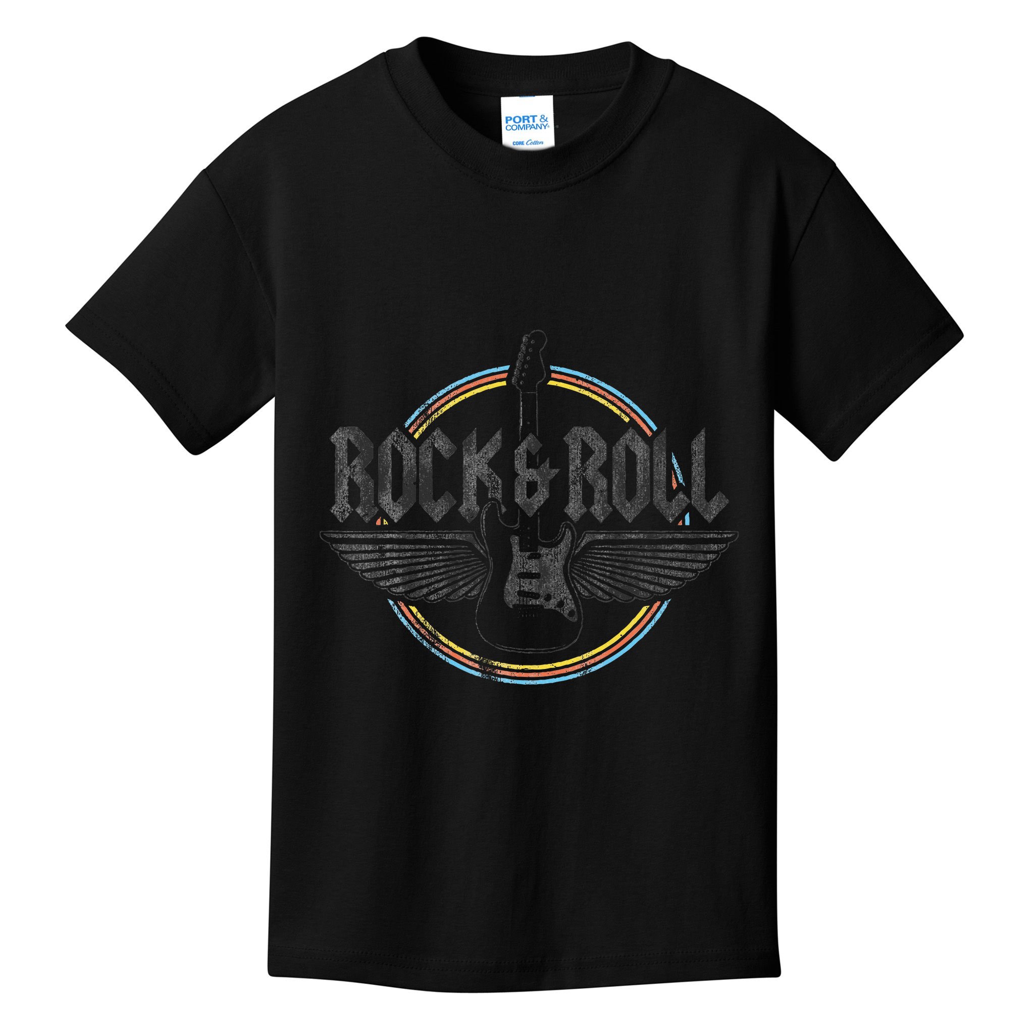 Retro Vintage Rock & Roll Guitar Wings Music Concert Band Kids T-Shirt