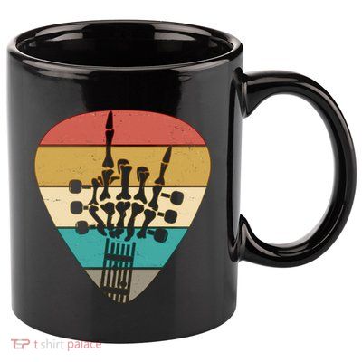 Retro Vintage Rock On Guitar Skeleton 11oz C Handle Ceramic Mug