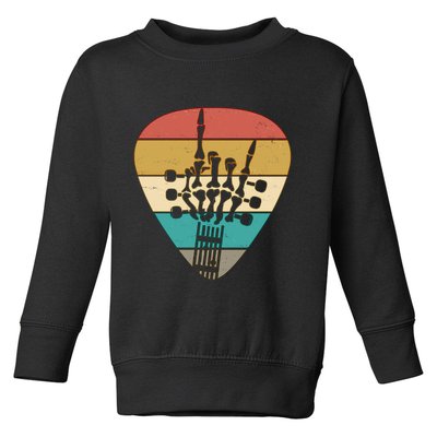 Retro Vintage Rock On Guitar Skeleton Toddler Sweatshirt