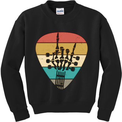 Retro Vintage Rock On Guitar Skeleton Kids Sweatshirt