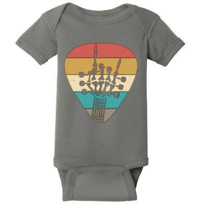 Retro Vintage Rock On Guitar Skeleton Baby Bodysuit
