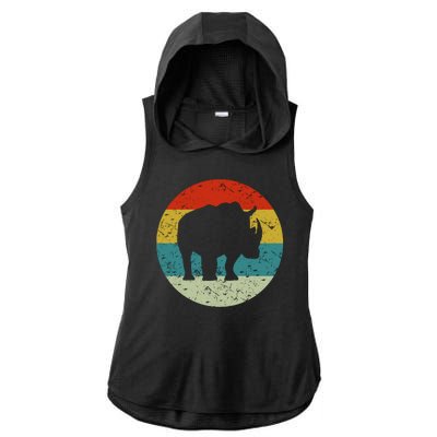 Retro Vintage Rhino Ladies PosiCharge Tri-Blend Wicking Draft Hoodie Tank