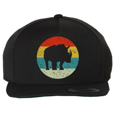 Retro Vintage Rhino Wool Snapback Cap