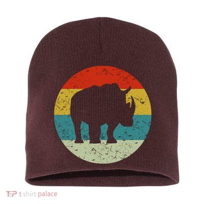 Retro Vintage Rhino Short Acrylic Beanie