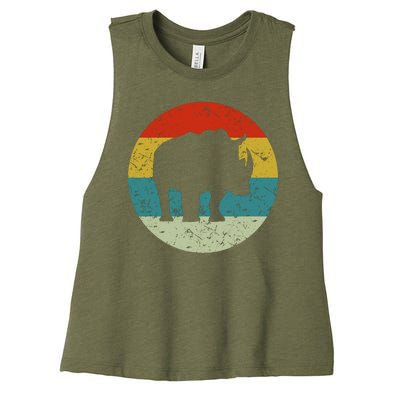 Retro Vintage Rhino Women's Racerback Cropped Tank