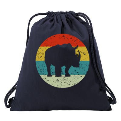 Retro Vintage Rhino Drawstring Bag