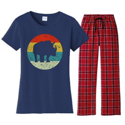 Retro Vintage Rhino Women's Flannel Pajama Set