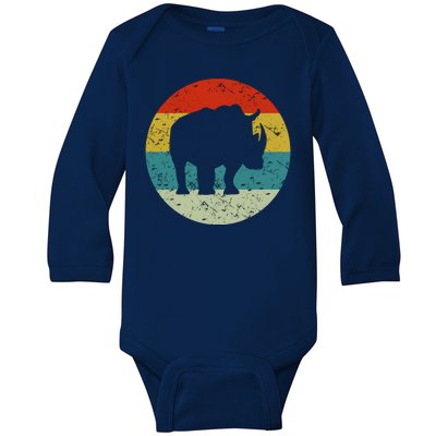 Retro Vintage Rhino Baby Long Sleeve Bodysuit