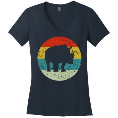 Retro Vintage Rhino Women's V-Neck T-Shirt