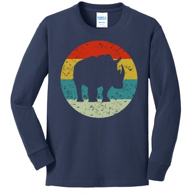 Retro Vintage Rhino Kids Long Sleeve Shirt