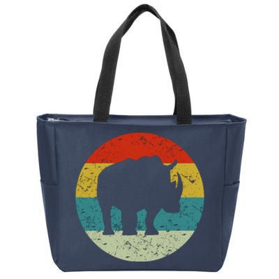 Retro Vintage Rhino Zip Tote Bag