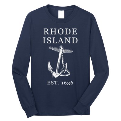 Ri Vintage Rhode Island Anchor Long Sleeve Shirt