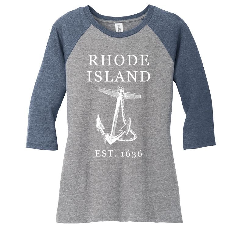 Ri Vintage Rhode Island Anchor Women's Tri-Blend 3/4-Sleeve Raglan Shirt