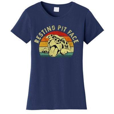 Retro Vintage Resting Pit Face Pitbull Funny Dog Lovers Gift Women's T-Shirt