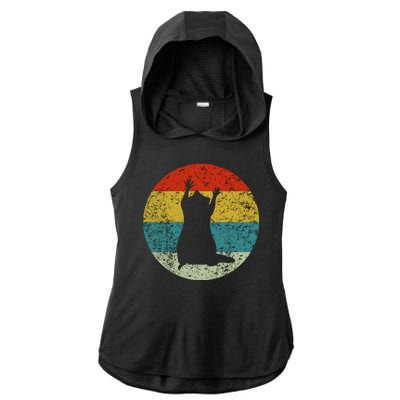 Retro Vintage Raccoon Ladies PosiCharge Tri-Blend Wicking Draft Hoodie Tank