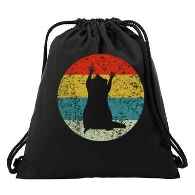 Retro Vintage Raccoon Drawstring Bag