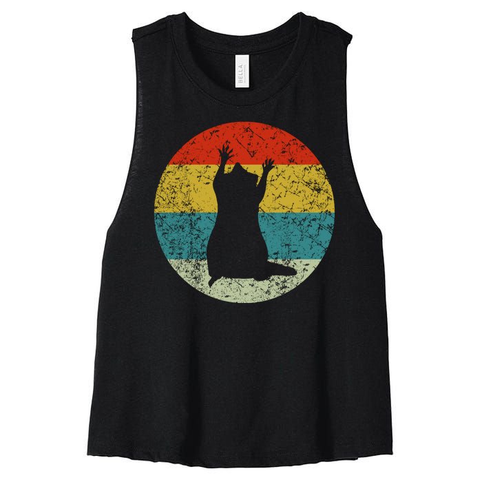 Retro Vintage Raccoon Women's Racerback Cropped Tank