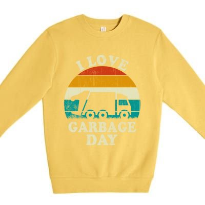 Retro Vintage Recycling Trash I Love Garbage Day Truck Meaningful Gift Premium Crewneck Sweatshirt