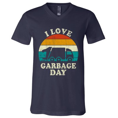 Retro Vintage Recycling Trash I Love Garbage Day Truck Meaningful Gift V-Neck T-Shirt