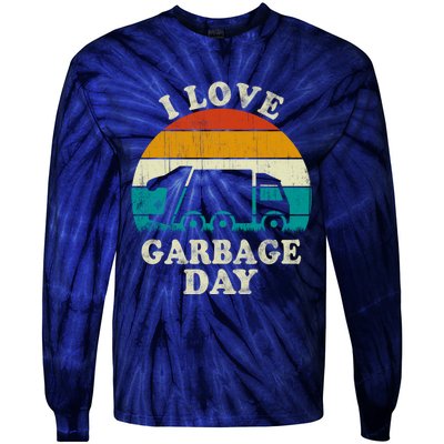 Retro Vintage Recycling Trash I Love Garbage Day Truck Meaningful Gift Tie-Dye Long Sleeve Shirt